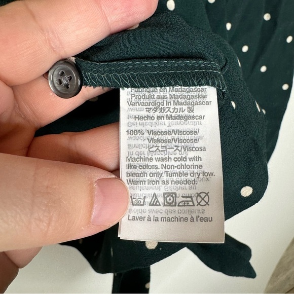 Madewell Dot Wrap Top in Smokey Spruce Size Small - Picture 4 of 5